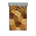 thumbnail image 1 of Retro Fitted Sheet & Pillow Sham Set, Abstract Parquet Flooring Wooden Rustic with Geometric Monochrome Pattern, Decorative Printed 6 Piece Bedding Decor Set, King, Brown Pale Brown, by Ambesonne, 1 of 3