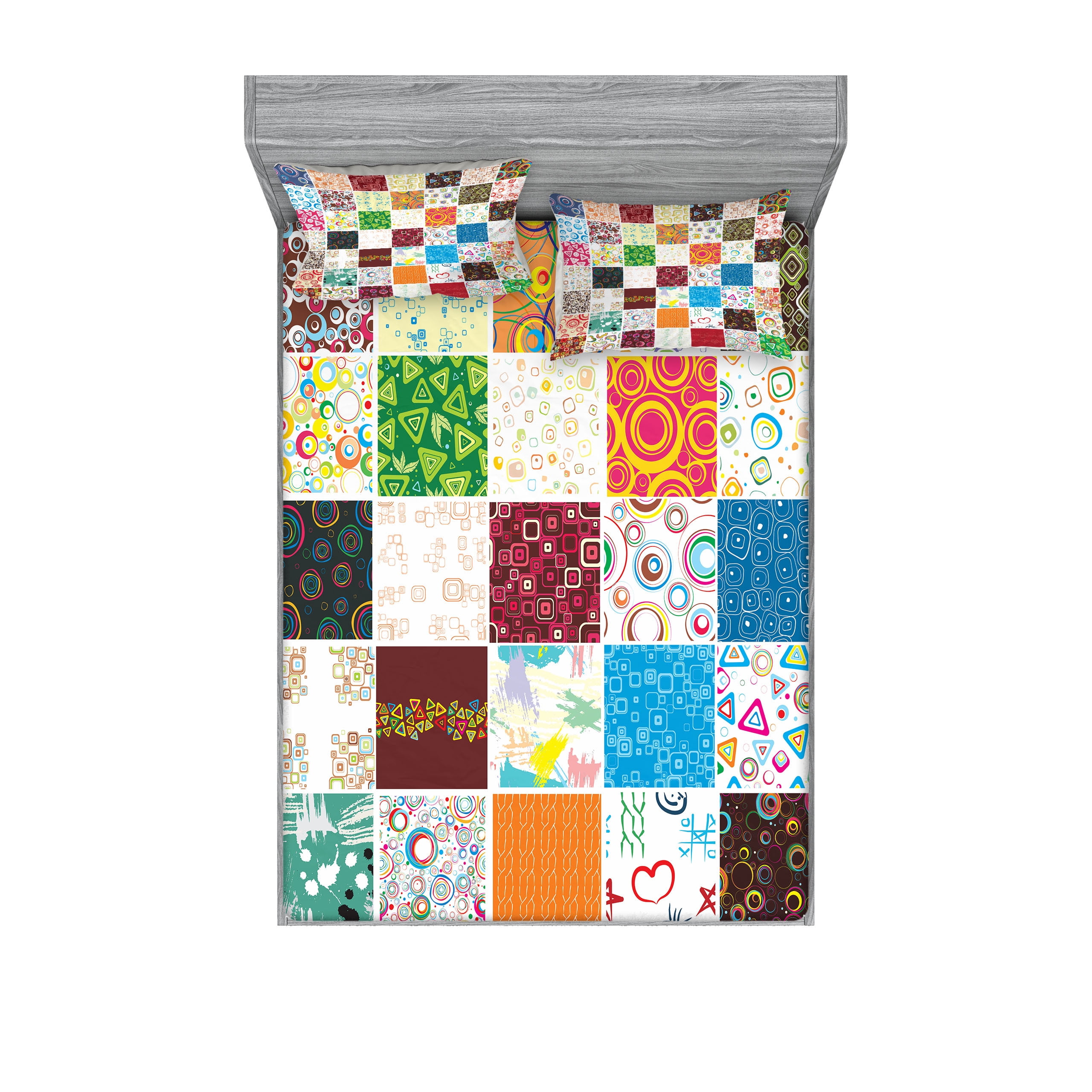 Colorful Multicolor Microfiber Queen Sheet and Pillow Sham Set