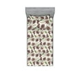 thumbnail image 1 of Retro Fitted Sheet & Pillow Sham Set, Christmas Theme Watercolor Style Fir Cones Branches on Plain Back, Decorative Printed 2 Piece Bedding Decor, Twin, Dark Rosewood and Sage Green, by Ambesonne, 1 of 2