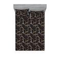 thumbnail image 1 of Retro Fitted Sheet & Pillow Sham Set, Circular Shaped Squares Abstract Swirly Lines Repetitive Pattern of Art, Decorative Printed 3 Piece Bedding Decor, Calking, Charcoal Grey Cocoa Tan, by Ambesonne, 1 of 2