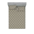 thumbnail image 1 of Retro Fitted Sheet & Pillow Sham Set, Waves Geometric Shapes Seashell Motif Old Times Vintage Design of Art Deco, Decorative Printed 3 Piece Bedding Decor, Calking, Dark Grey White Fawn, by Ambesonne, 1 of 2