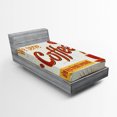 thumbnail image 1 of Retro Fitted Sheet, Tin Rusty Faded Fresh Brewed Coffee Print from Old Days Fifties Style Art Work, Soft Decorative Fabric Bedding, Twin Size, Cream Red Orange, by Ambesonne, 1 of 2
