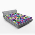 thumbnail image 1 of Retro Fitted Sheet, Universal Peace Sign on Colorful Pop Art Style Background Pacifist Activism, Decorative Soft Bedding All-round Elastic Pocket, King Size, Multicolor, by Ambesonne, 1 of 3