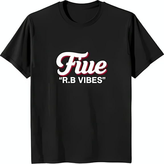 Retro Five Graphic Black T-Shirt with R B Vibes Stylish Neck Tee