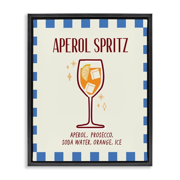 Stupell Industries Retro Fizzy Summer Cocktail Black Framed Floater Canvas Wall Art, design by Emily Dumas