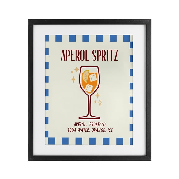 Stupell Industries Retro Fizzy Summer Cocktail Black Framed Print Under Glass, design by Emily Dumas