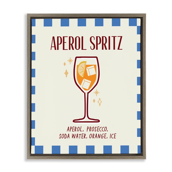 Stupell Industries Retro Fizzy Summer Cocktail Brown Framed Floater Canvas Wall Art, design by Emily Dumas
