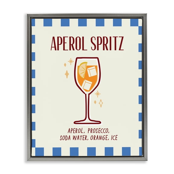 Stupell Industries Retro Fizzy Summer Cocktail Gray Framed Floater Canvas Wall Art, design by Emily Dumas