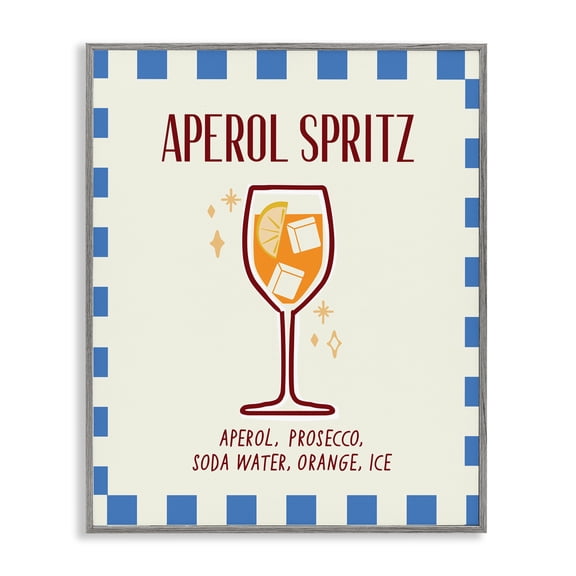 Stupell Industries Retro Fizzy Summer Cocktail Gray Framed Giclee Art, design by Emily Dumas