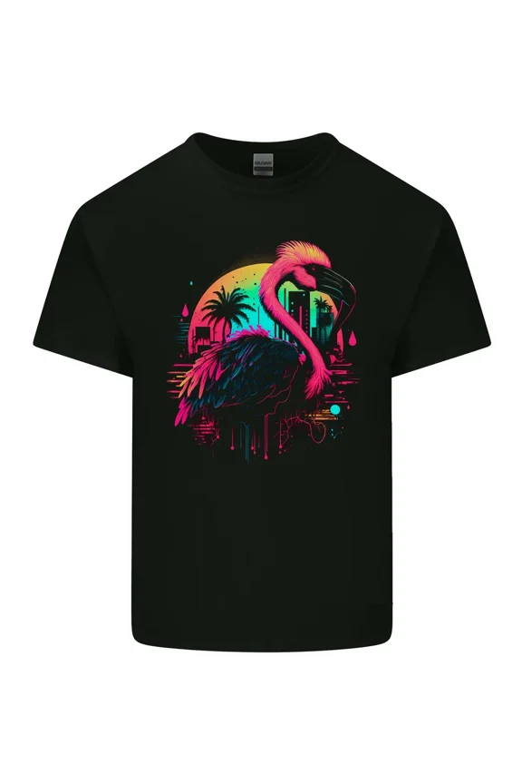 Retro Flamingo Bird Nature Tropical Vintage Graphic Light Cotton Tee,for unisex up to 5XL