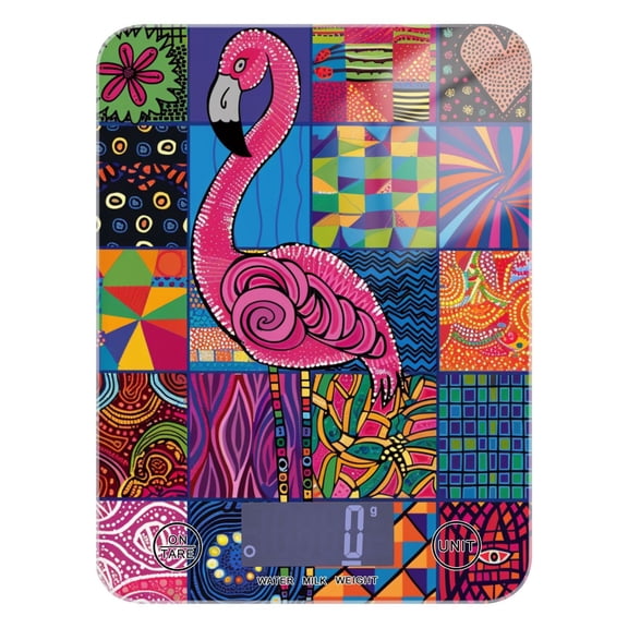 Retro Flamingo Food Scale Digital Kitchen Scale Waterproof Grams Ounces lbs for Weight Loss