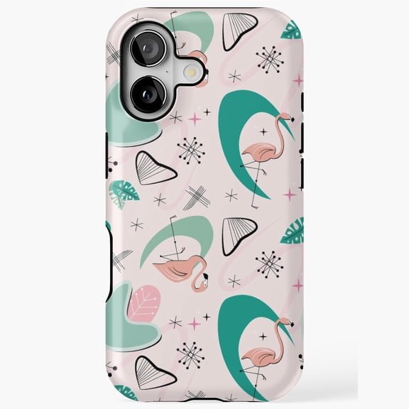 Retro Flamingo Mid Century Modern Pattern Phone Case 17 11 12 13 14 15 17 Pro Max