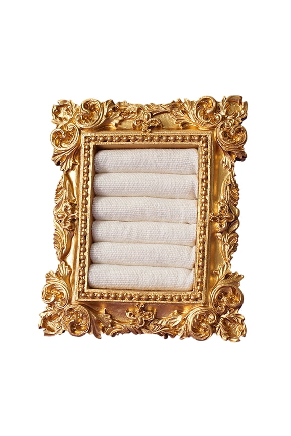 Retro Flannel Lined Resin Rings Earring Holder Perfect For Home Decoration Or Travel Jewelry Organization