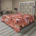 thumbnail image 1 of Ambesonne Retro Flat Sheet, Bohemian Hand Drawn Feathers, Queen Size, Salmon Charcoal Grey, 1 of 1