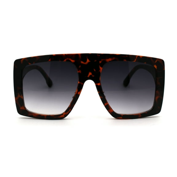 Retro Flat Top Oversize Rectangular Mobster Sunglasses Tortoise Smoke