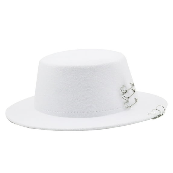 Retro Flat Top Pin Decorated Solid Color Unisex Sunscreen Hats for Women Men Wide Brim Solid Color Sunscreen Hat