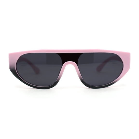Retro Flat Top Shield Racer Plastic Subtle Cat Eye Sunglasses Pink Black - Black