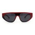 thumbnail image 1 of Retro Flat Top Shield Racer Plastic Subtle Cat Eye Sunglasses Red Black - Black, 1 of 4