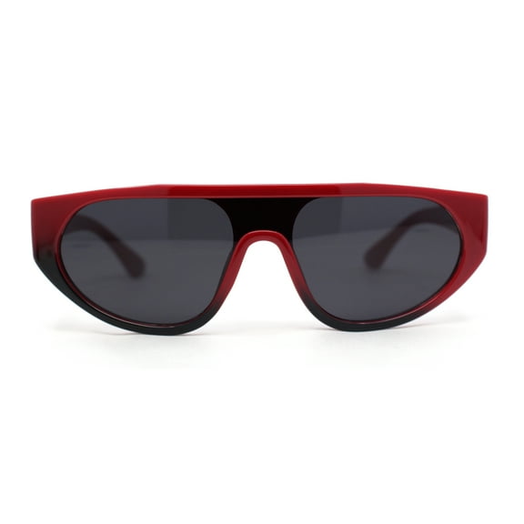 Retro Flat Top Shield Racer Plastic Subtle Cat Eye Sunglasses Red Black - Black
