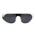 thumbnail image 1 of Retro Flat Top Shield Racer Plastic Subtle Cat Eye Sunglasses White Black - Black, 1 of 4