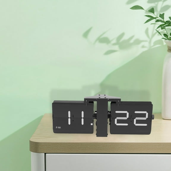 Retro Flip Clock 12-Hour Wall and Tabletop Digital Display with Large Clear Numbers  Durable Stainless Steel, Quiet Operation, Battery Powered
