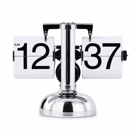 ABCISI Retro Flip Clock, Mechanical Digital Desk Clock with 12-Hour AM/PM Display, Battery Powered Quartz Table Clock for Home Office Desk Shelf Decor, White
