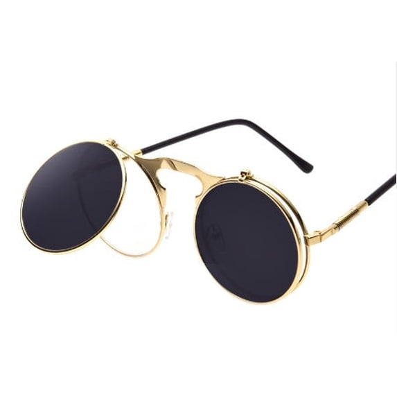 Retro Flip Cover Polarized Sunglasses for Men and Women, Metal Frame, Universal Fit, 130mm Width