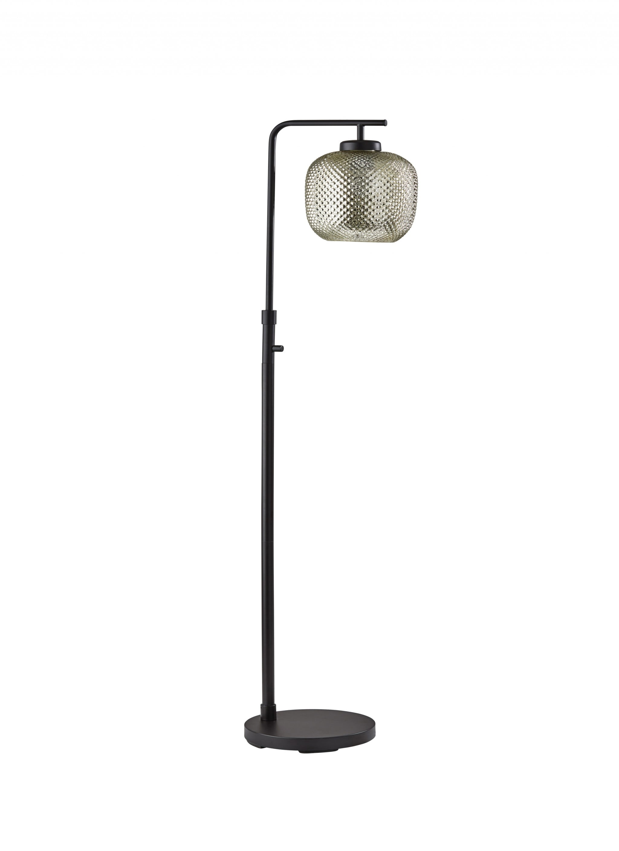 Elegant Retro Bronze Metal Floor Lamp with Mercury Glass Shade