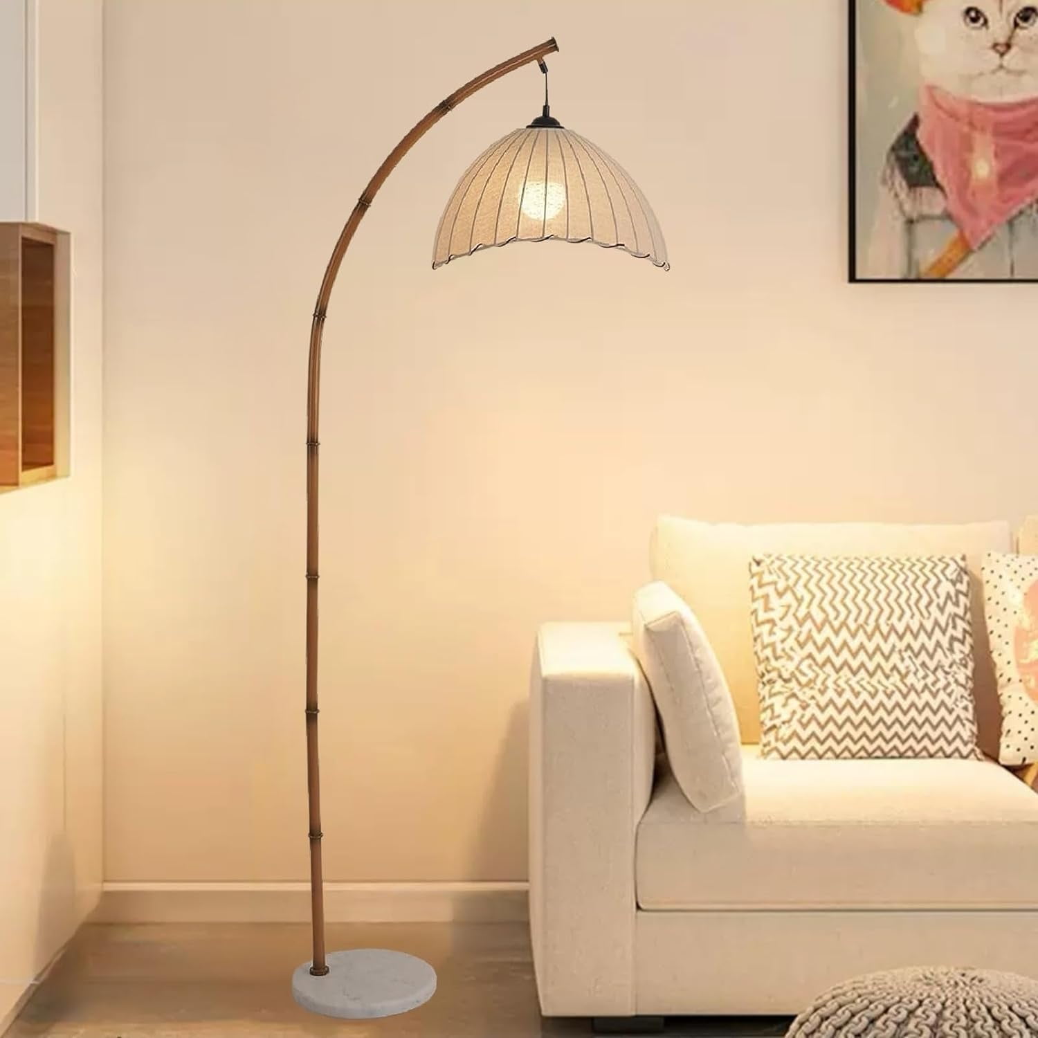 Retro Floor Lamp Unique Bamboo Color Floor lamp Bohemian Hanging Arc Floor  Lamp with Antique Rattan Style Vertical Standing tall Lamp for Bed Room  Farmhouse Study Living Room Indoor decoration - Walmart.com, image size:1500x1500