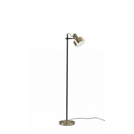 Retro Floor Lamp with Matte Black Pole and Adjustable Jumbo Antique Brass Metal Shade Retro Floor Lamp with Matte Black Pole and Adjustable Jumbo Antique Brass Metal Shade