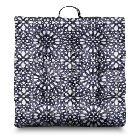 Retro Floor Pillow 22x22 Inch Square Boho Cushion, Vintage Fashion Inspired, Soft Velvet for Tatami & Living Room Decor