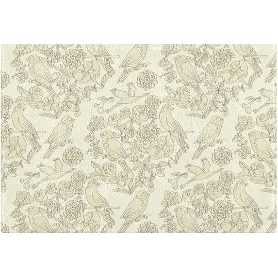 Retro Floral Birds Bathroom Rug Rectangular Bath Mat Non Slip Bath Rugs Absorbent Shaggy Bathmats for Sink Shower 16" x 24" Home Decor