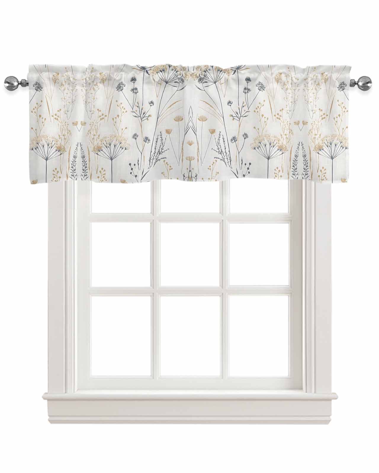Rustic Valance Retro Floral Botanical Kitchen Valances for Windows Farmhouse Linen ...