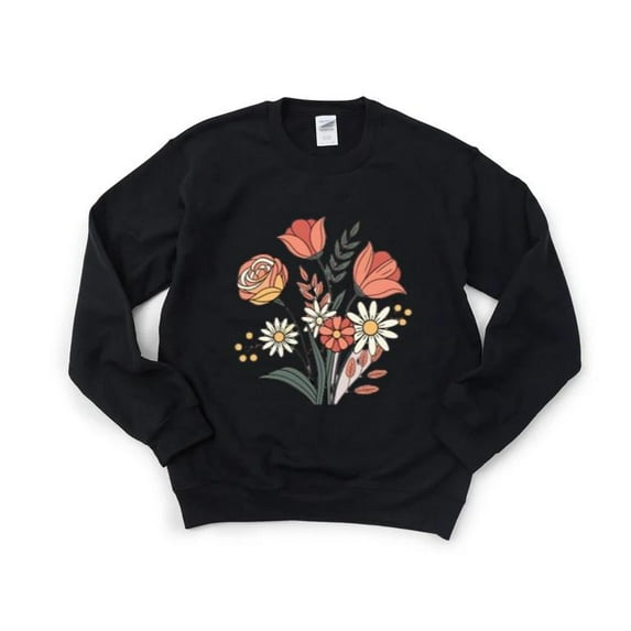 Retro Floral Bouquet Botanical Flower Nature Garden Art Sweatshirt, for men & women, up to size 5XL