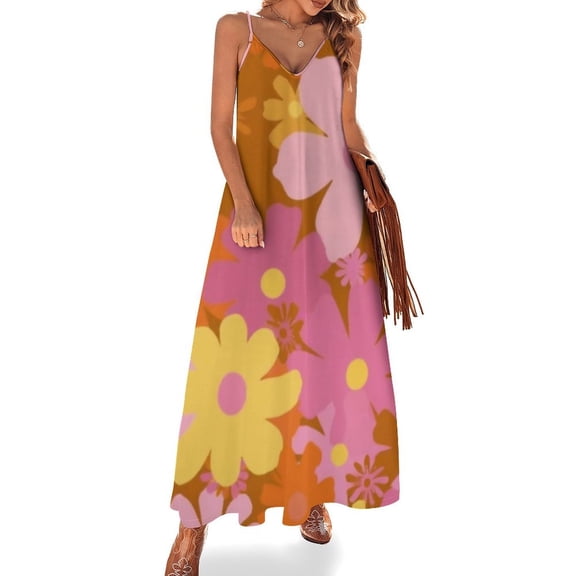 Retro Floral Brown Background Design Sleeveless Dress Loose Women's Dress Dresses Luxury Evening Dresses