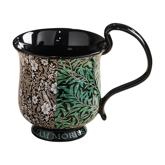 Retro Floral Ceramic Coffee Mug with Handle, Vintage Coffee Mugs 12 Oz, Orchid Forest Design Vintage Tea Cups Gift Cup for Latte, Cappuccino, Tea