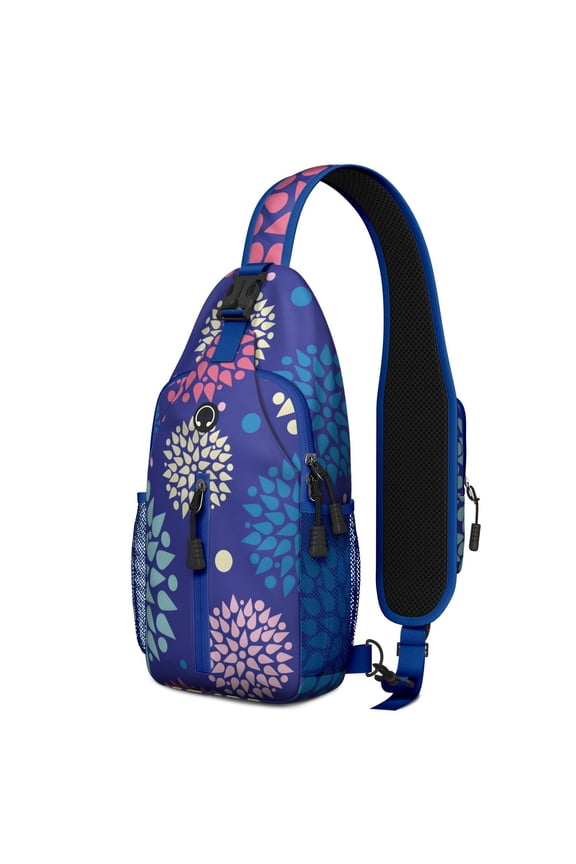 Retro Floral Crossbody Daypack Lightweight Sling Backpack for Students and Travelers