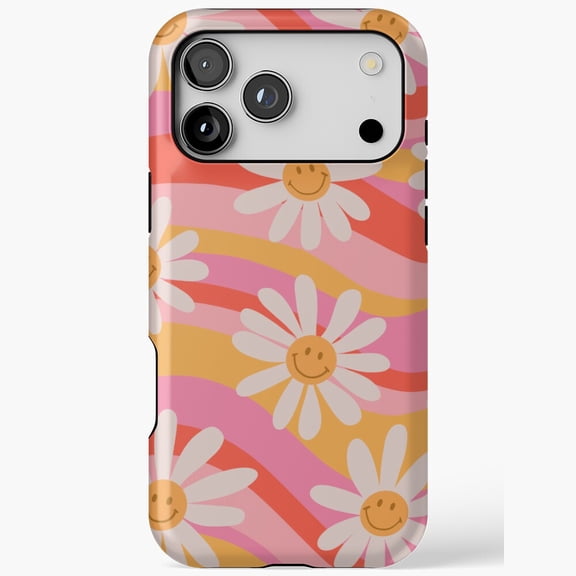 Retro Floral Daisy Flower Art Cover for iPhone 11 12 13 14 15 16 17 Pro Max