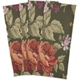 thumbnail image 1 of Retro Floral Dish Towels Set of 4, Red Flowers Washable Tea Towels Dishcloths Lint-Free 18x28 Inch Fast Drying for Kitchen Restaurant Bar Clean, 1 of 5