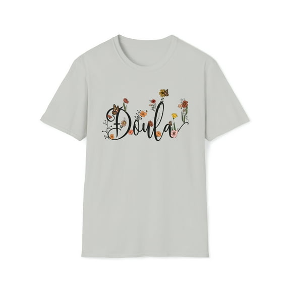 Retro Floral Doula, Gildan Unisex Softstyle T-Shirt, Graphic Tee, S-3XL