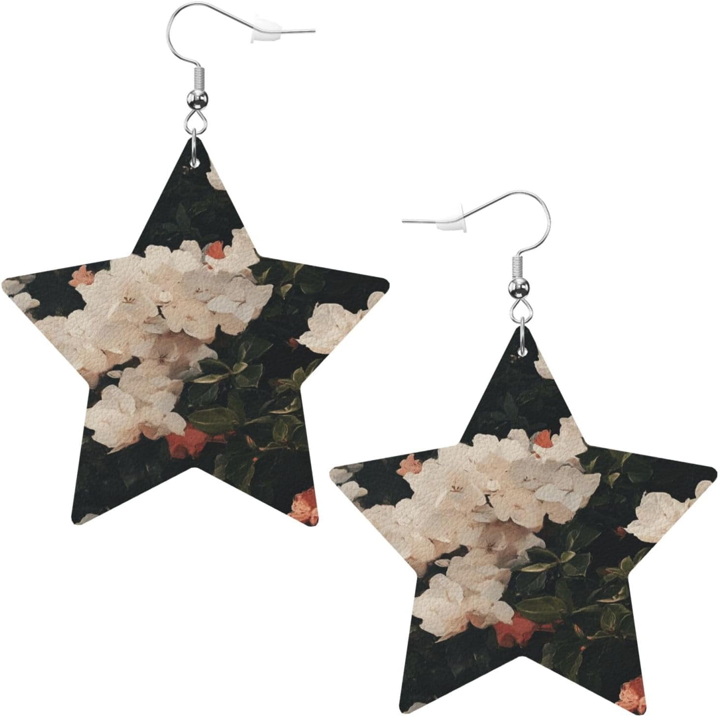 Retro Floral Earrings intended for Women PU Leather Dangle Earrings, Lightweight Star Shape Leather Teardrop Dangly Ear Pendants Jewelry Gift[p852]