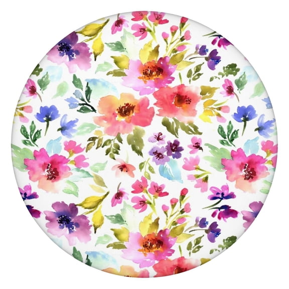 Retro Floral Fitted Table Cover Elastic Edge Round Tablecloth with Waterproof Scratch-Resistant Surface