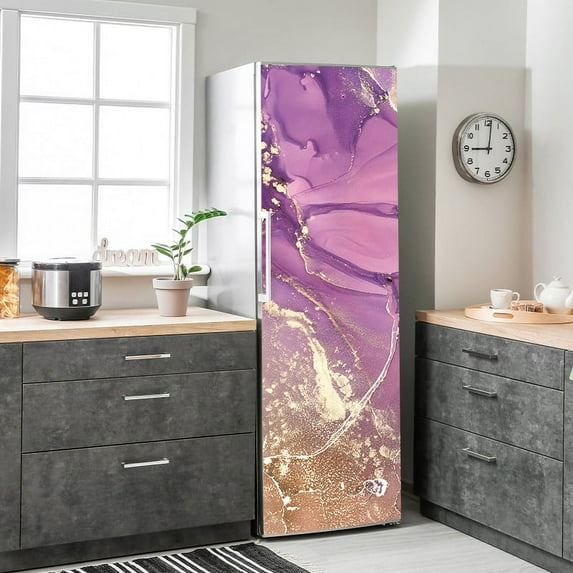 Retro Floral Fridge Door Cover Mural Waterproof PVC Flower Leaf Refrigerator Door Wrap Vinyl Wallpap