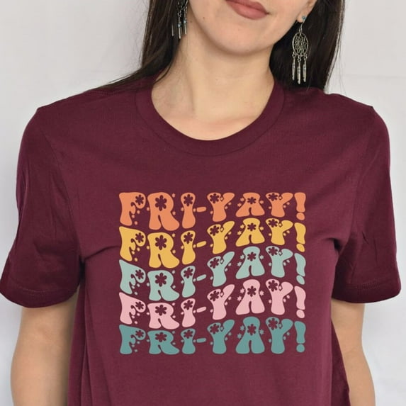Retro Floral Friyay Shirt, Fri-Yay Shirt, Friday Weekend Tshirt, Teacher Week Gift Shirt, Teacher Life Gift Tshirt Unisex S-5XL Hot Trending Shirt, Vintage Birthday Gift