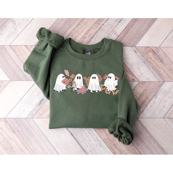 Retro Floral Ghosts Shirt, Cute Halloween Ghosts Shirt, Vintage Ghost T-Shirt, Ghosts with Flowers Shirts, Spooky Season Tee, Boujee ghost Shirt, Spooky Vibe Shirts