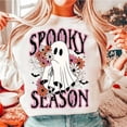 thumbnail image 1 of Retro Floral Ghosts Sweatshirt, Vintage Boujee Halloween Shirt with Flowers, Cute Neon Ghost SWEAT Sweatshirt, Spooky Season Vibes for Fall, 1 of 5