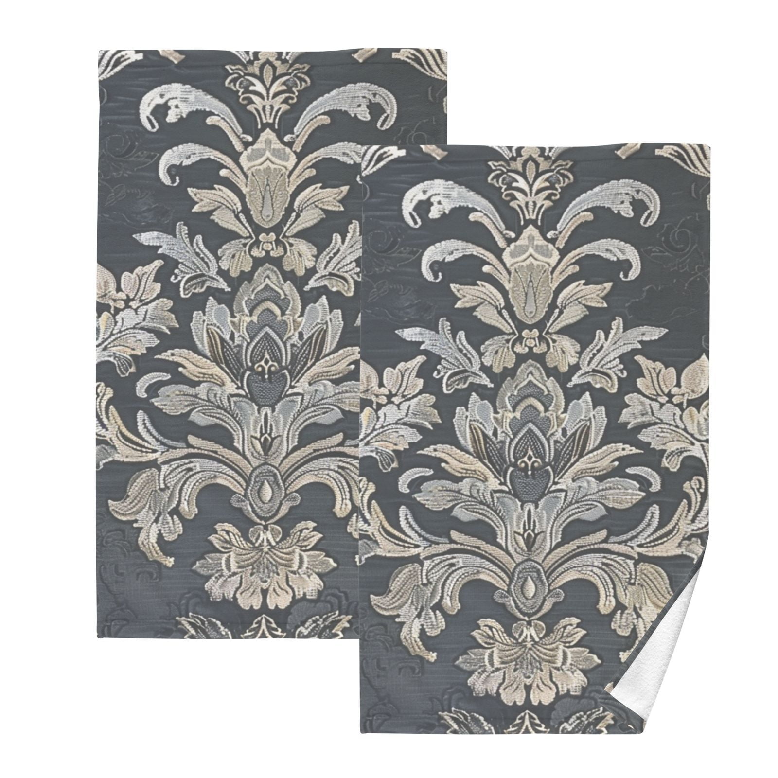Retro Floral Hand Towels Cotton Bath Towels Large Face Towels Absorbent for Bathroom 2 Packs