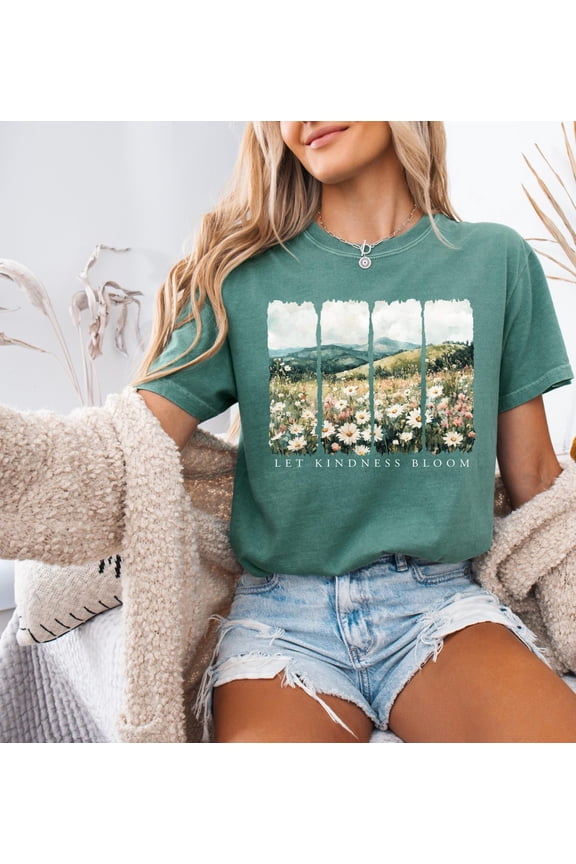 Retro Floral Kindness T-Shirt: Let Kindness Bloom, Inspirational Women's Tee All Size S-5Xl