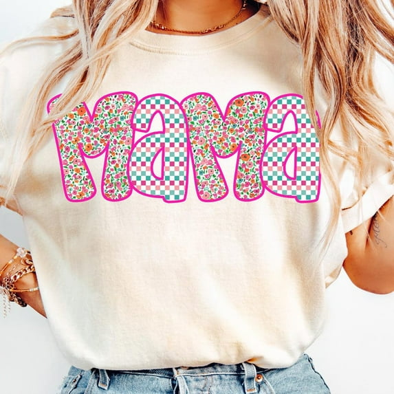 Retro Floral Mama Coquette Bow T-Shirt, Mama Flower Shirt, Preppy Mama Shirt, Mother's Day Floral Shirt