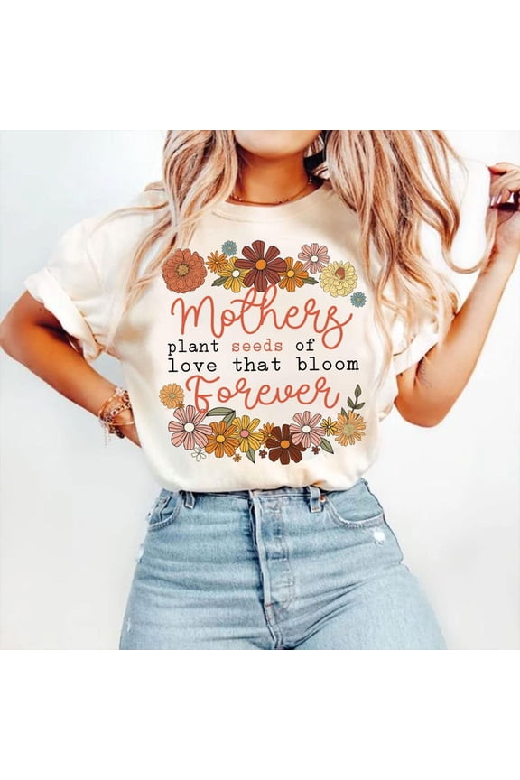Retro Floral Mama Quote T-Shirt, Mom T-Shirt, She Is Mom T-Shirt, Mama T-Shirt, Floral Mom T-Shirt, Mama DTF Transfer T-Shirt, Mother's Day T-Shirt